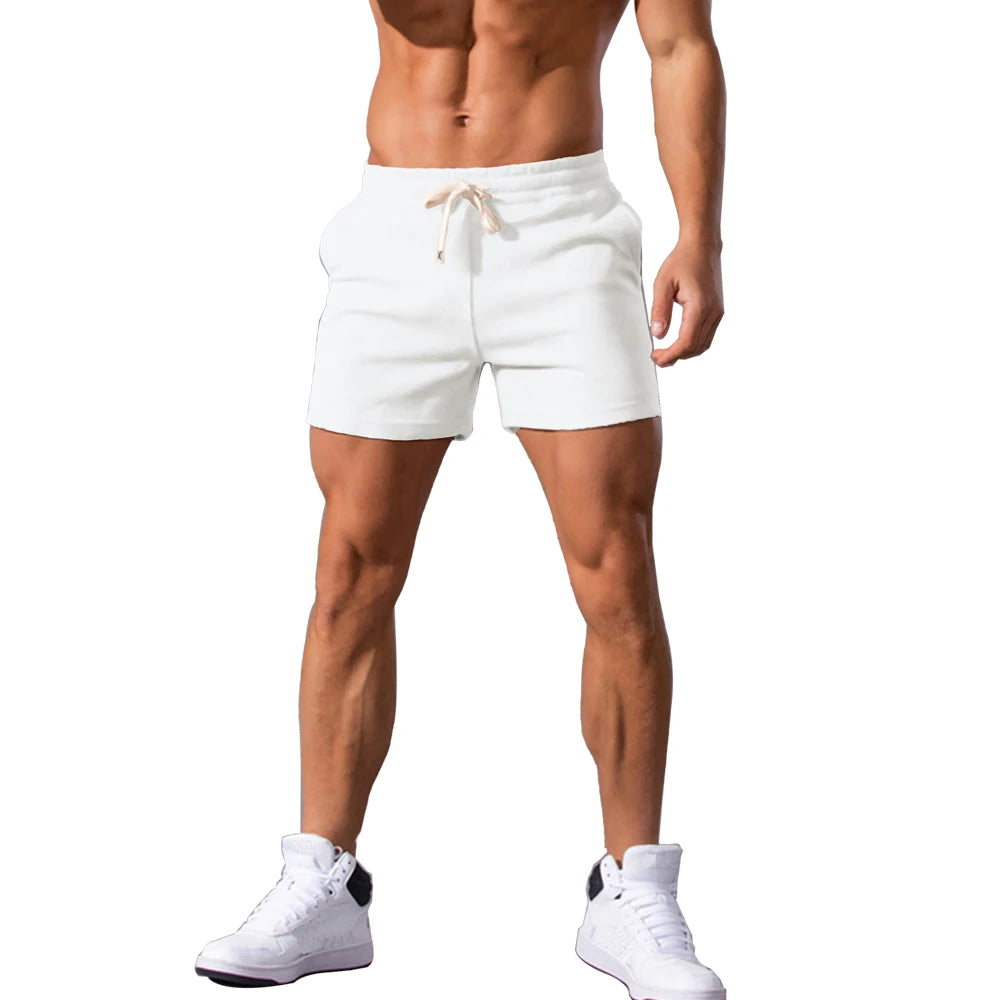 Men's Shorts Summer Causal Breathable Drawstring Short Pants Solid Color  Boardshorts Joggers Sports Trunks Men Resort Shorts